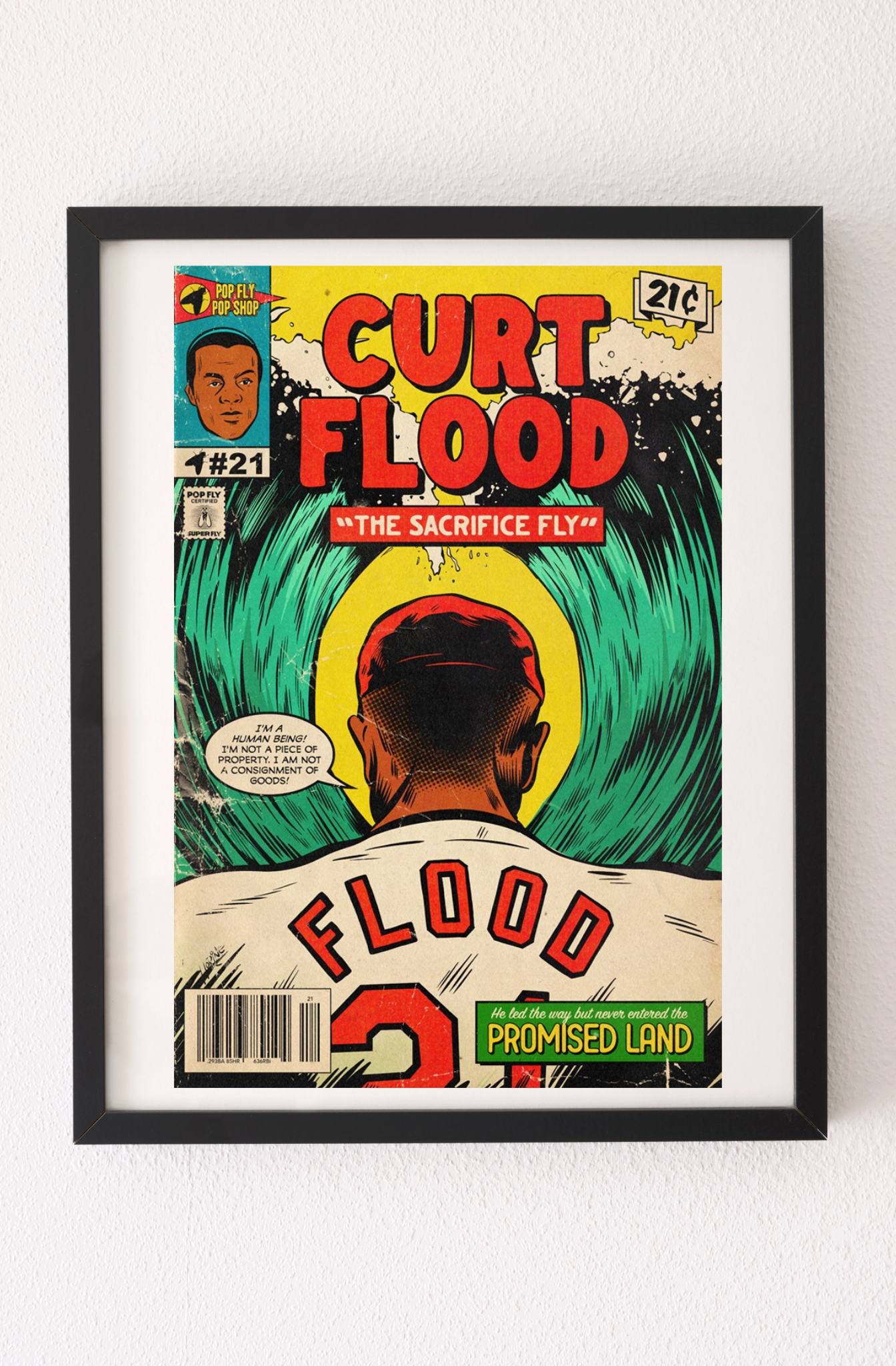 105. "Curt Flood" 7" x 10.5" Art Print