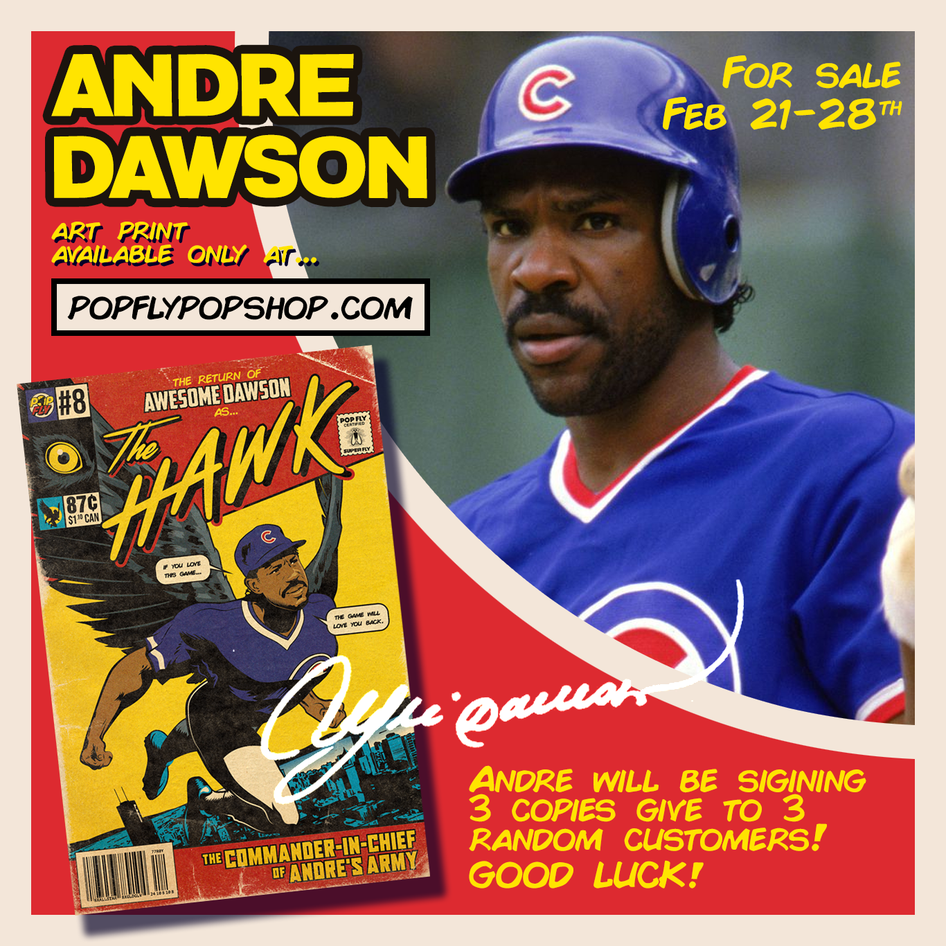31. (SOLD OUT) "The Hawk" Andre Dawson 7" X 10.5" Art Print