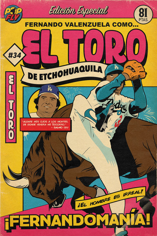 12. (SOLD OUT) "El Toro" Fernando Valenzuela 7" x 10.5" Art Print