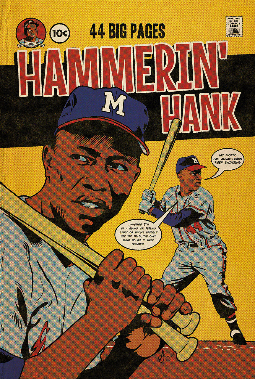 02. (SOLD OUT) "Hammerin' Hank" Hank Aaron 7" x 10.5" Art Print