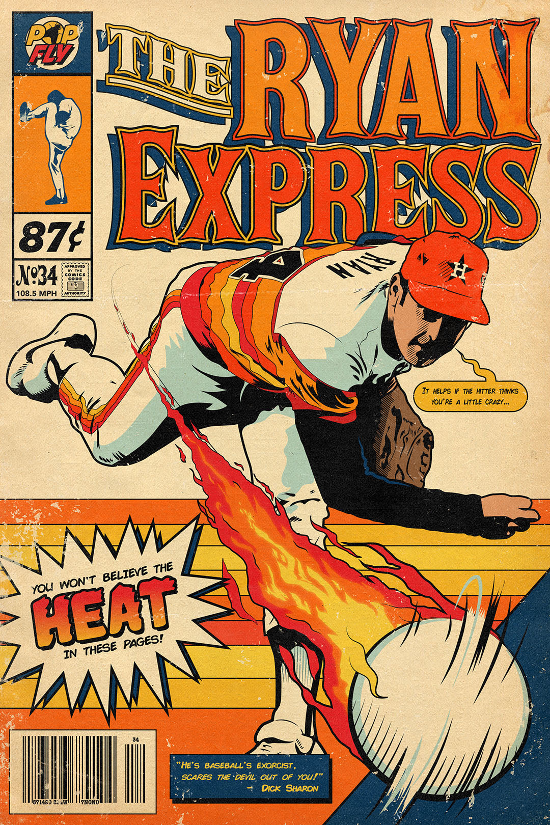 13. (SOLD OUT) "The Ryan Express" Nolan Ryan 7" x 10.5" Art Print